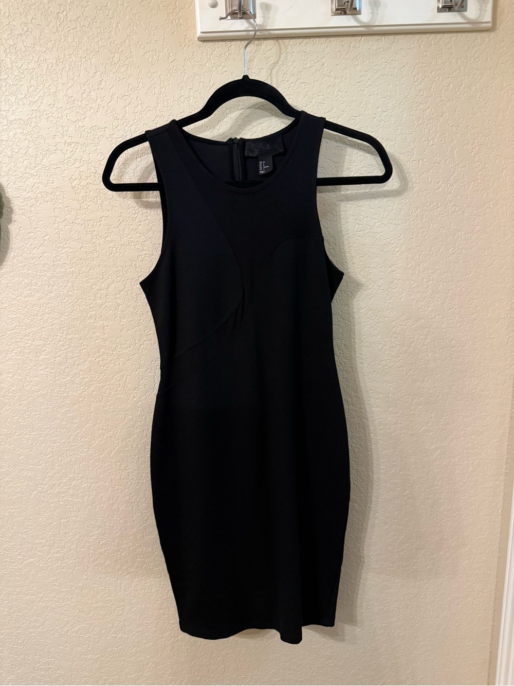 H&M Black Bodycon Dress with Sheer Mesh Panels Size 6
